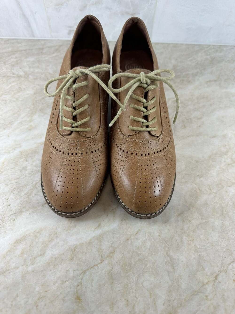 Jeffrey Campbell Ibiza Last Brown Leather Brogue Oxford Block Heels Size 8 - Picture 13 of 16
